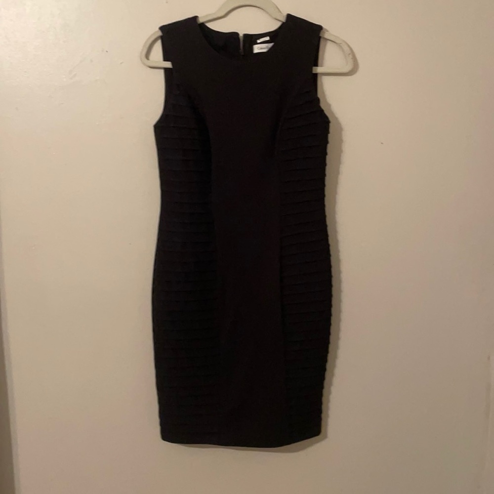 Calvin Klein little black dress with pleated a detailing size 6